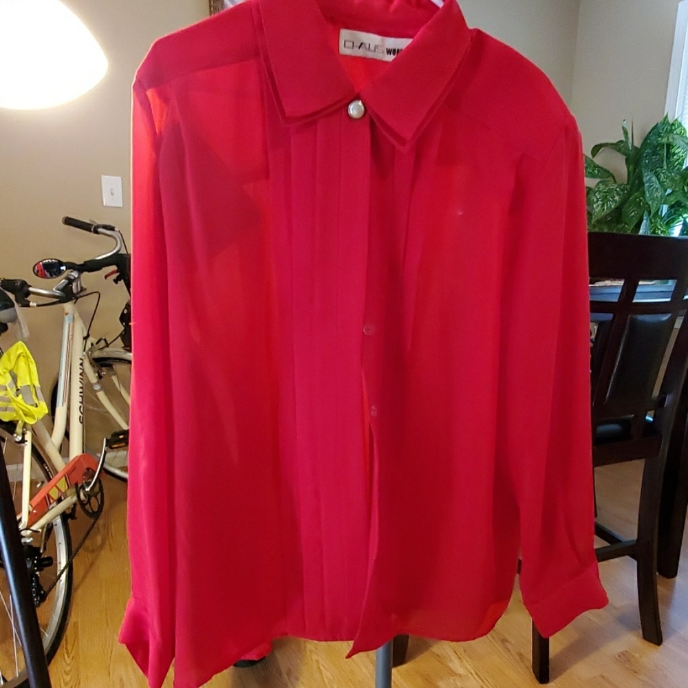 80 Vintage red sheer blouse